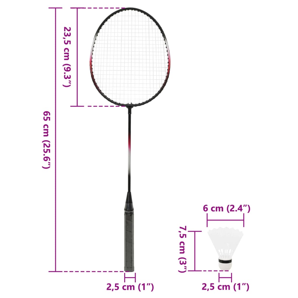 Badminton-Set mit 2 Schlägern, Netz und Aufbewahrungsbox