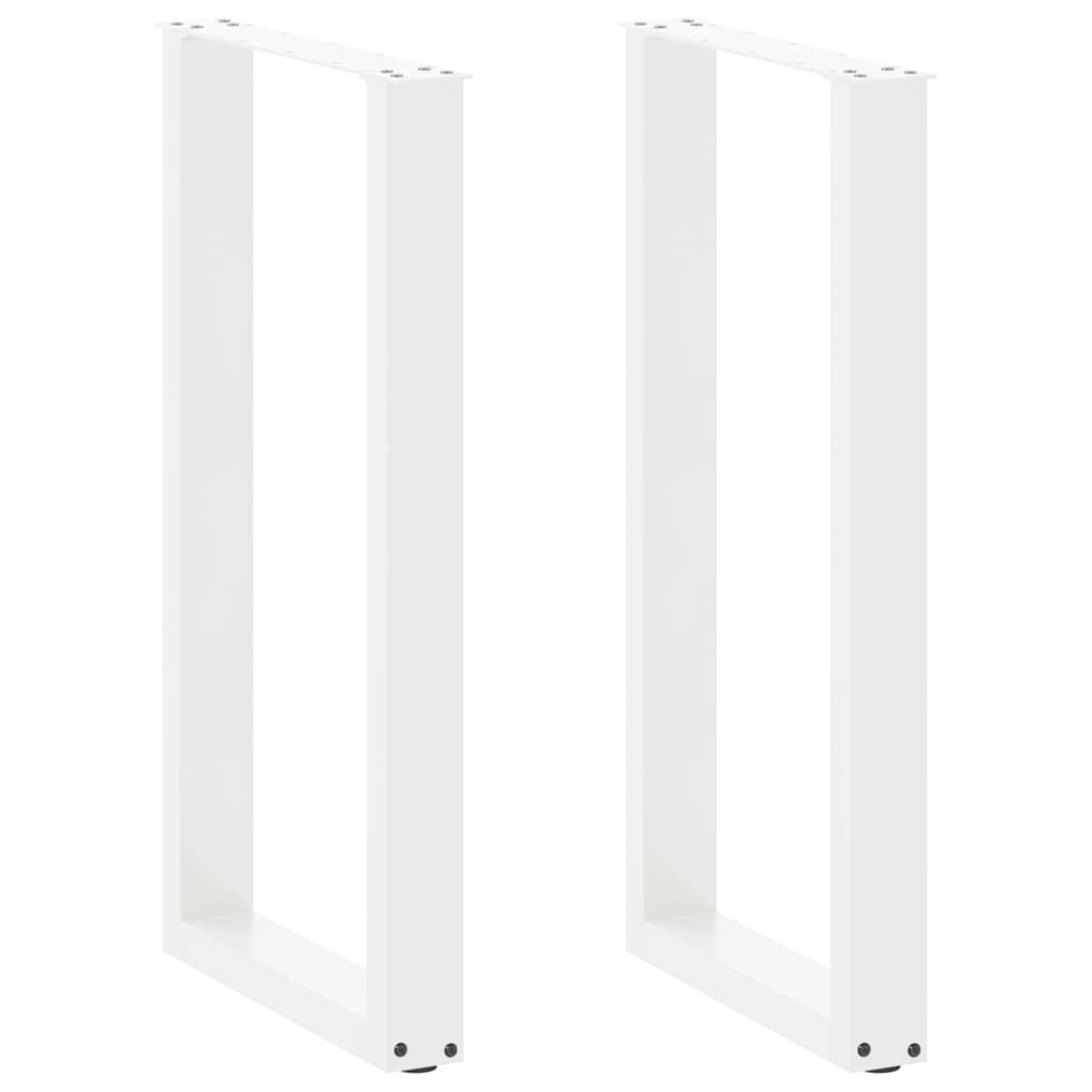 Pieds de table basse forme de U 2 pcs blanc 40x(90-91) cm acier