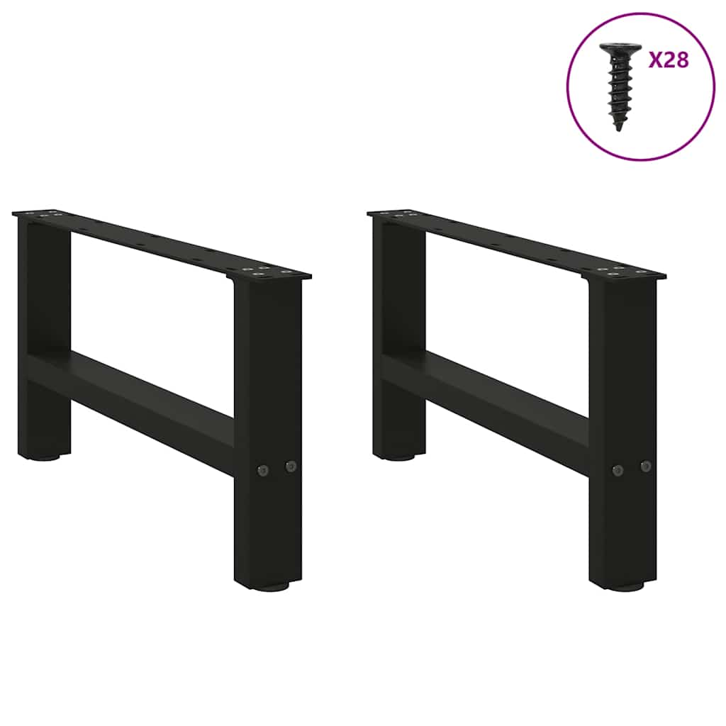 Pieds de table basse noir 2 pcs 30×70 cm acier