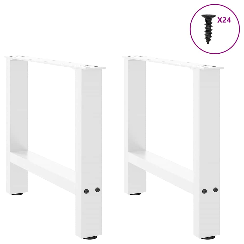 Pieds de table basse blanc 2 pcs 42×50 cm acier