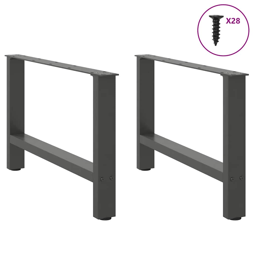 Pieds de table basse anthracite 2 pcs 70x(42-43) cm acier