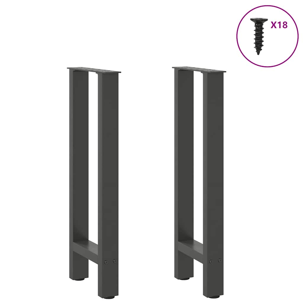 Pieds de table basse anthracite 2 pcs 28x(72-73) cm acier