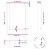 Anthrazitfarbene Couchtischbeine 2 Stück 50x(72-73) cm Stahl