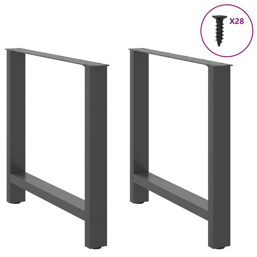 Pieds de table basse anthracite 2 pcs 70x(72-73) cm acier