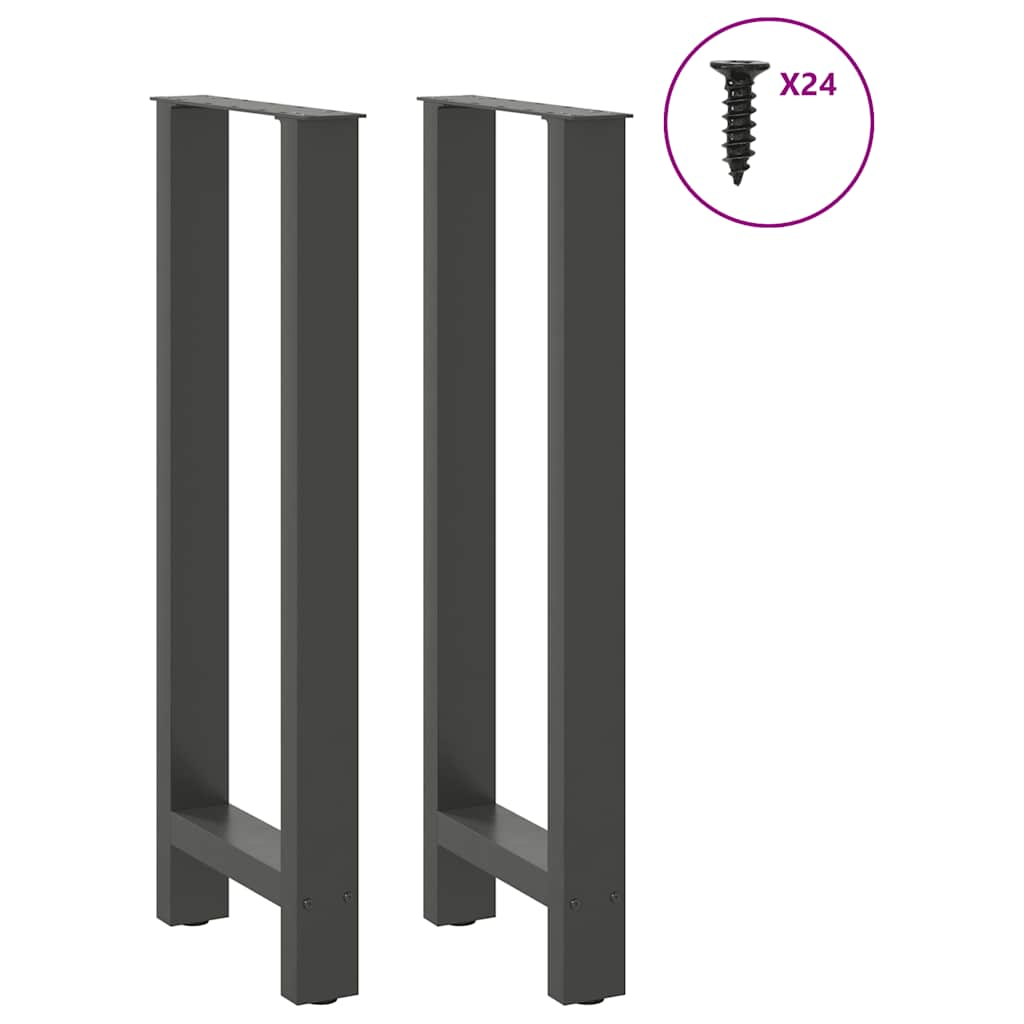 Pieds de table basse anthracite 2 pcs 50x(100-101) cm acier