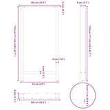 Anthrazitfarbene Couchtischbeine 2 Stück 60x(110-111) cm Stahl