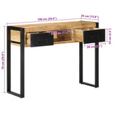 Table console 100x35x75 cm bois de manguier massif brut