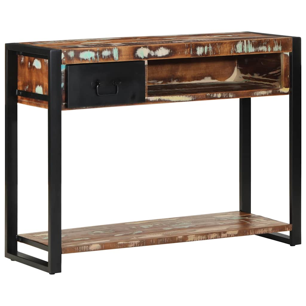 Table console multicolore 100x35x75 cm bois massif récupération