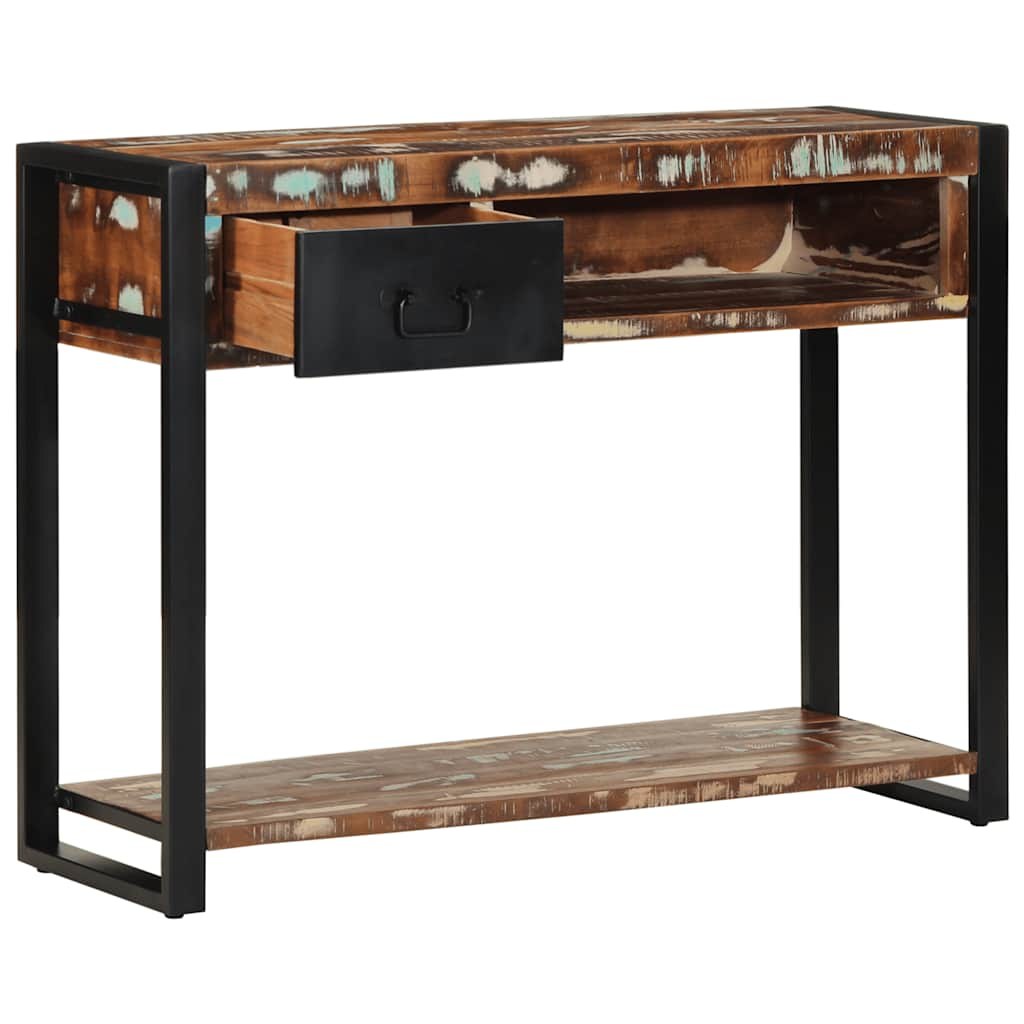 Table console multicolore 100x35x75 cm bois massif récupération