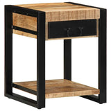 Table d'appoint 40x40x50 cm bois massif de manguier brut