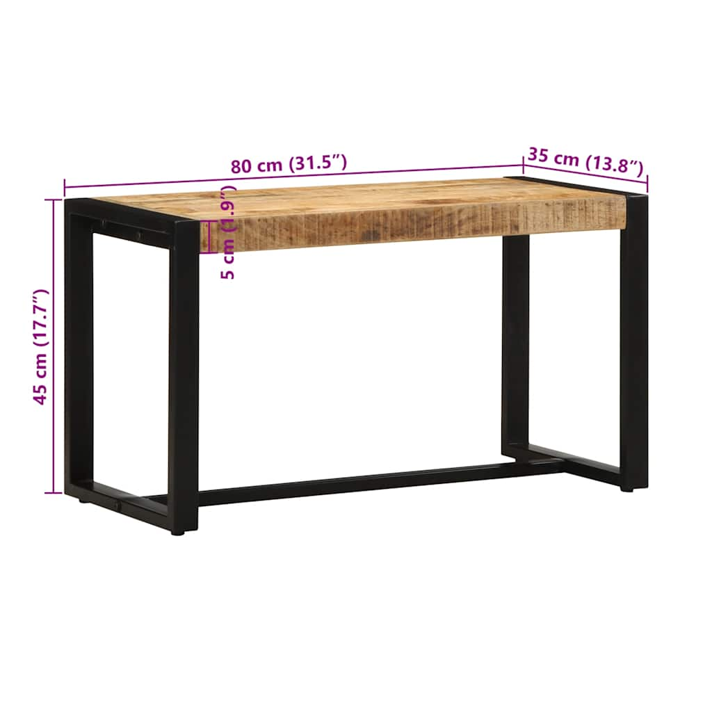 Banc 80x35x45 cm bois massif de manguier