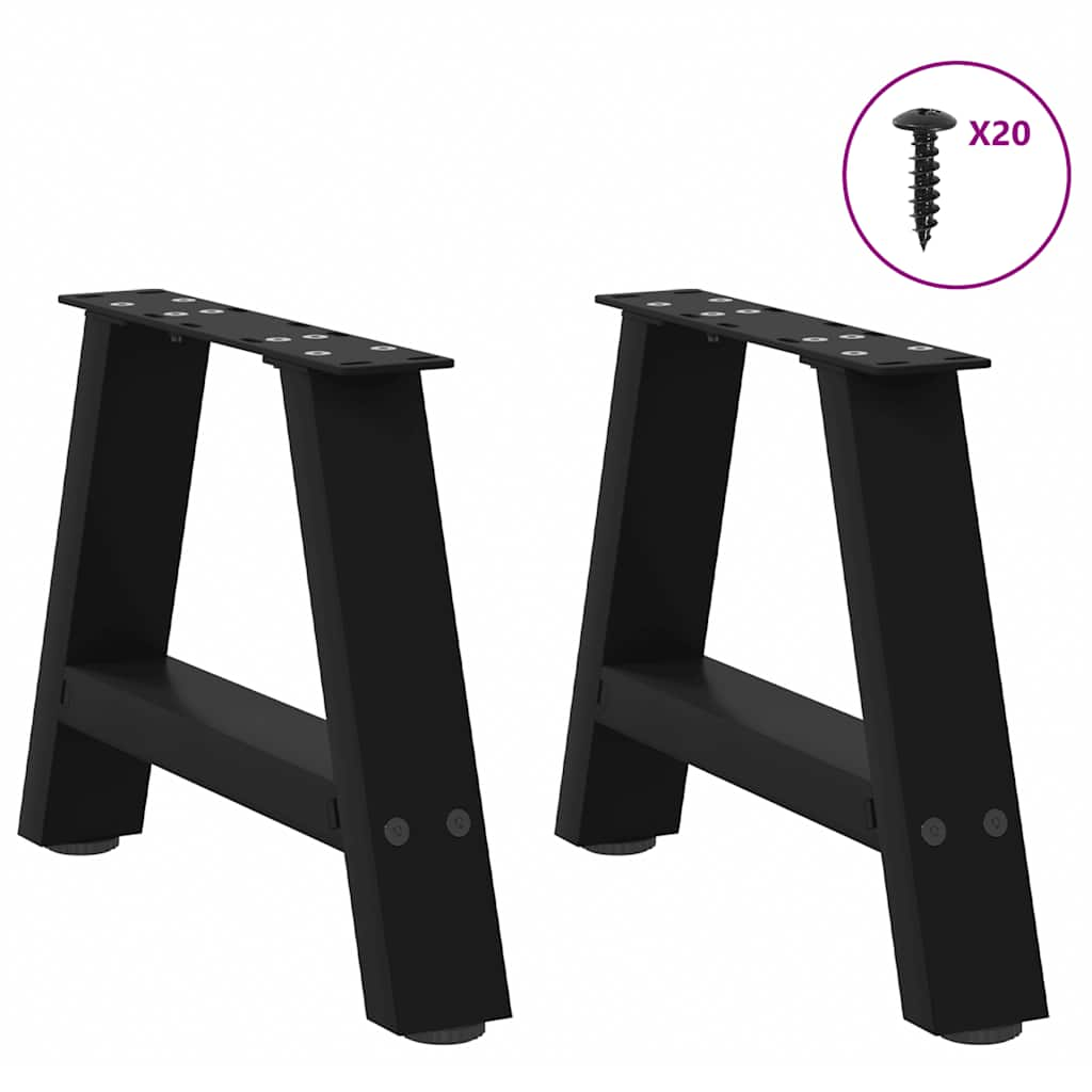 Pieds de table basse forme de A 2 pcs noir 40x(30-31) cm acier