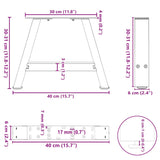 Pieds de table basse forme de A 2 pcs noir 40x(30-31) cm acier