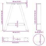 Couchtischbeine A-Form 2 Stück schwarz 38x(42-43) cm Stahl