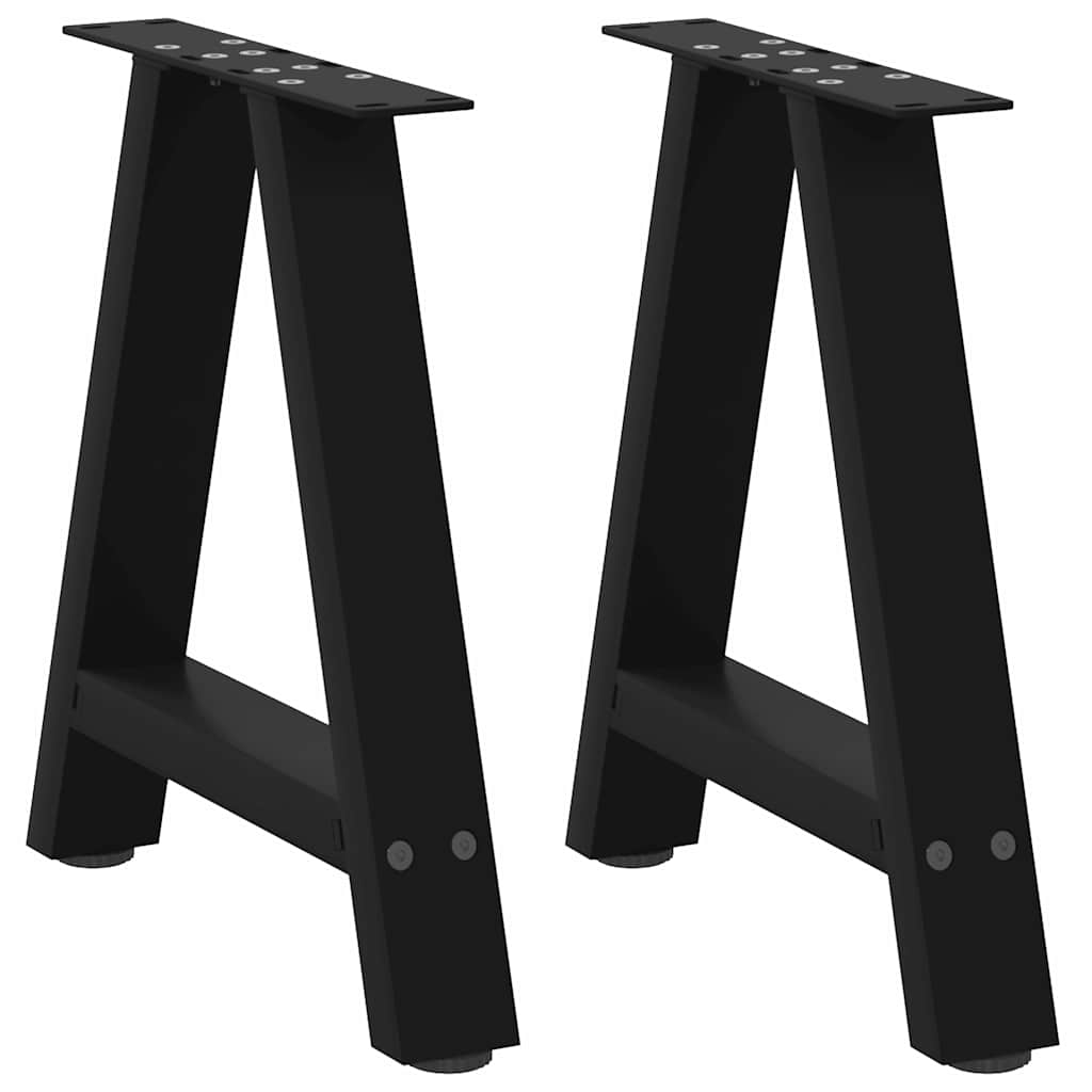 Pieds de table basse forme de A 2 pcs noir 50x(42-43) cm acier