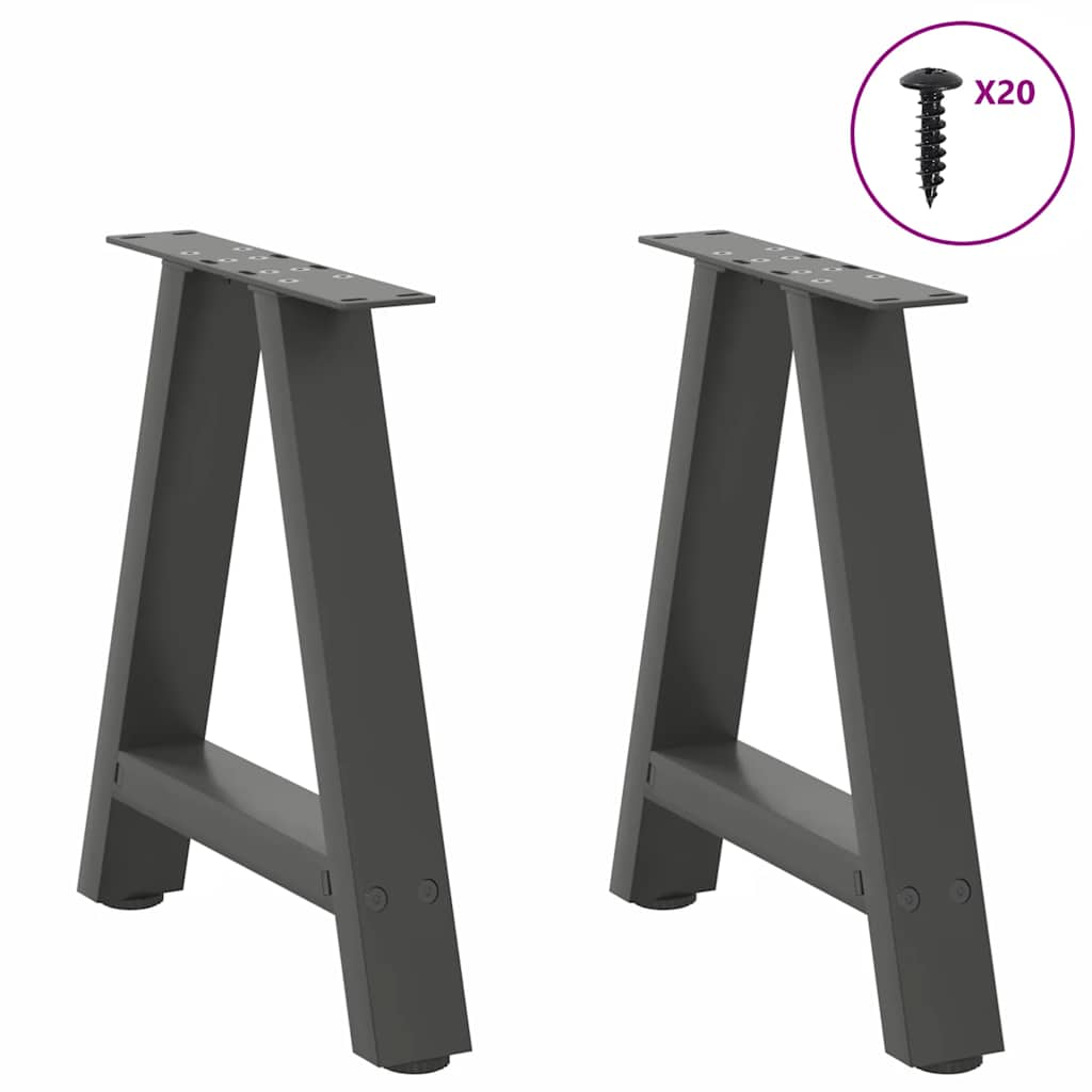 Pieds de table basse forme de A 2 pcs anthracite 50x(42-43) cm