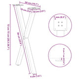 Pieds de table à manger forme de X 2 pcs noir 50x(72-73) cm