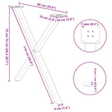 Pieds de table à manger forme de X 2 pcs noir 90x(72-73) cm