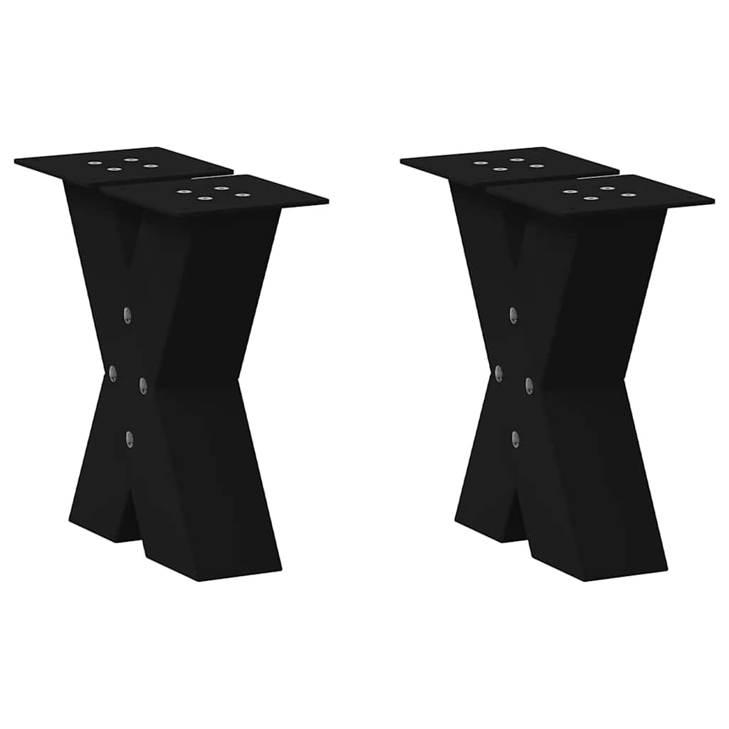 Coffee table legs X shape 2 pcs black 40x(30-31) cm steel