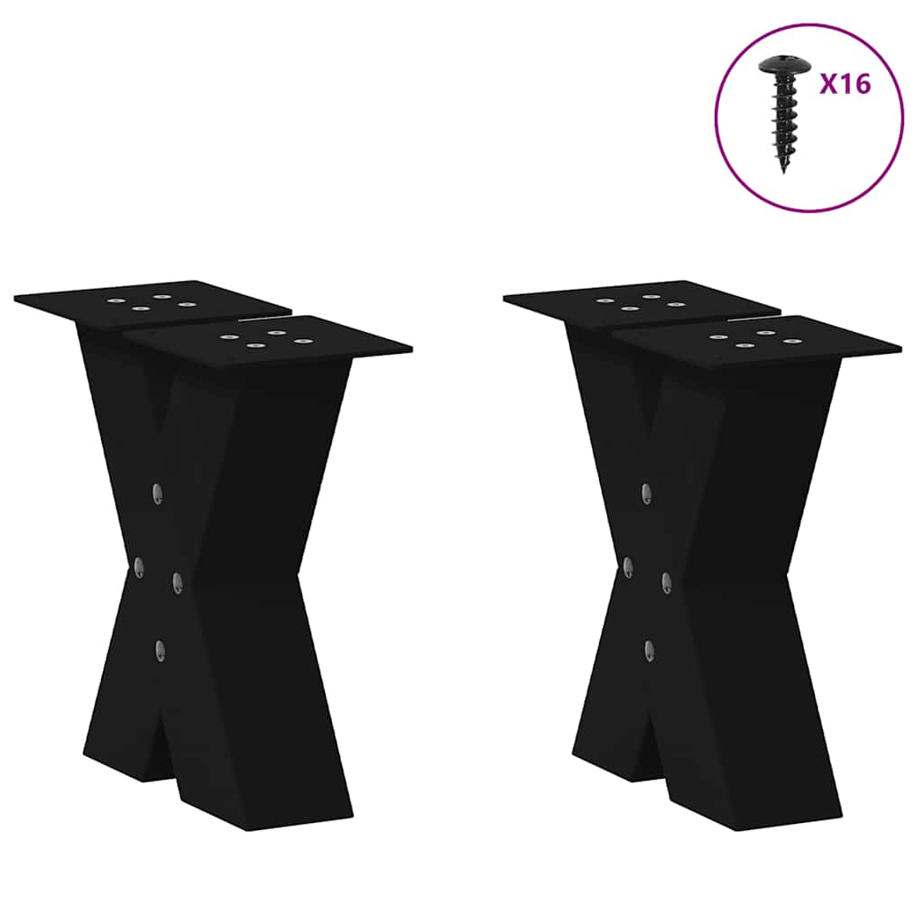 Coffee table legs X shape 2 pcs black 40x(30-31) cm steel