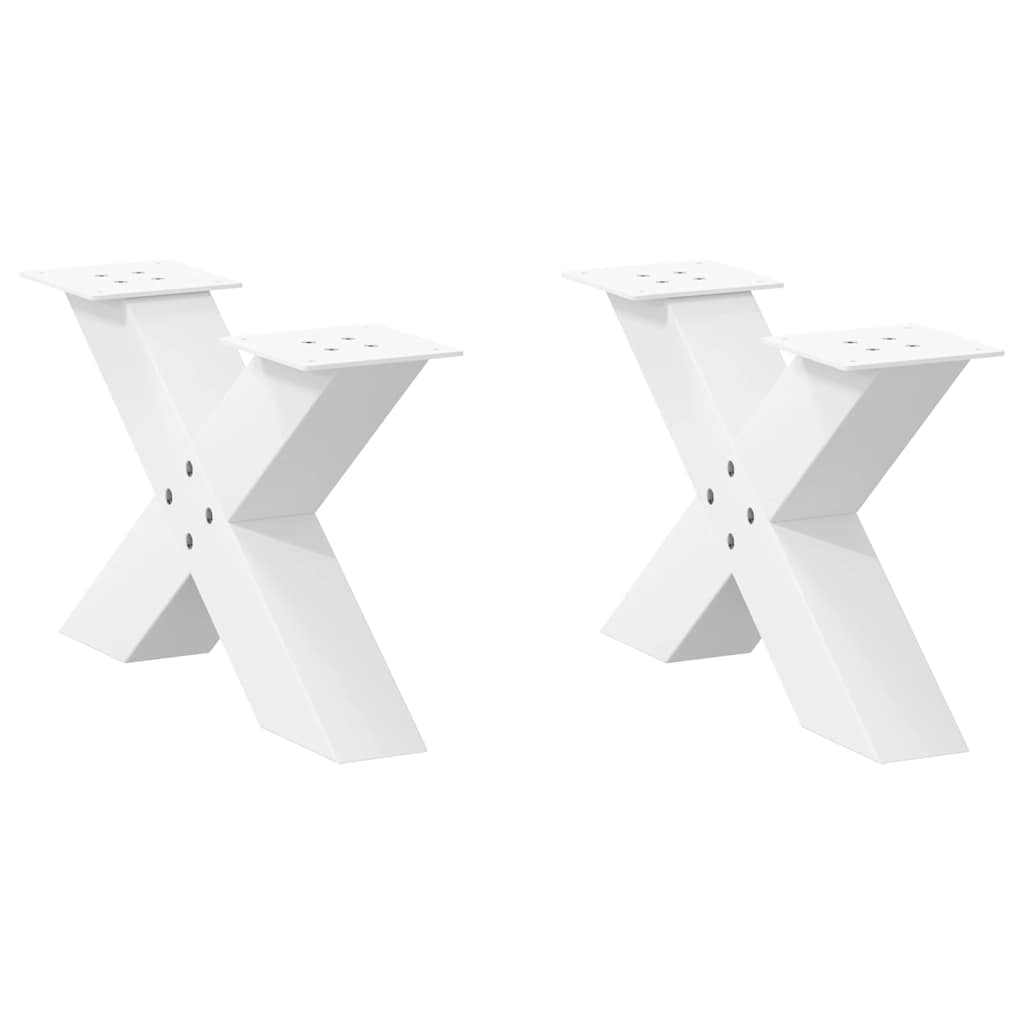 Coffee table legs X shape 2 pcs white 50x(30-31) cm steel