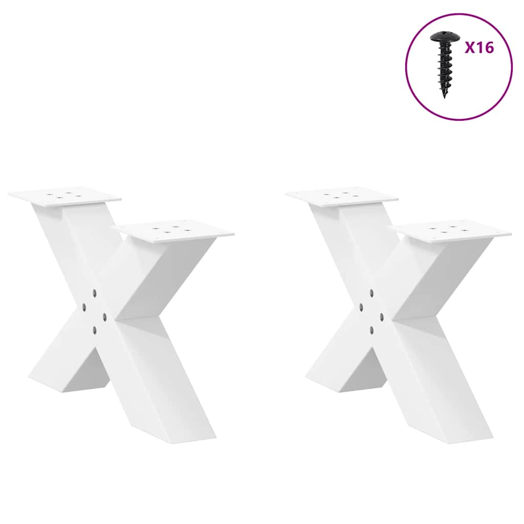 Coffee table legs X shape 2 pcs white 50x(30-31) cm steel