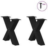 Pieds de table basse forme de X 2 pcs noir 50x(42-43) cm acier