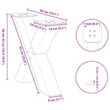 Pieds de table basse forme de X 2 pcs noir 50x(42-43) cm acier