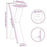 Pieds de table à manger forme de X 2 pcs noir 50x(72-73) cm