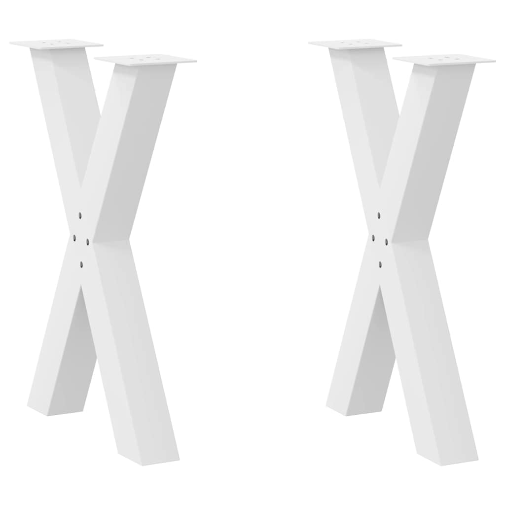 Dining table legs X shape 2 pcs white 50x(72-73) cm