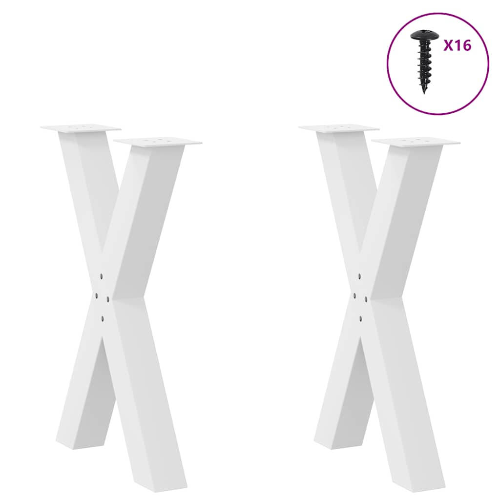 Dining table legs X shape 2 pcs white 50x(72-73) cm