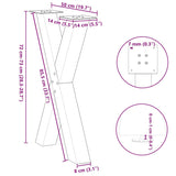 Dining table legs X shape 2 pcs white 50x(72-73) cm