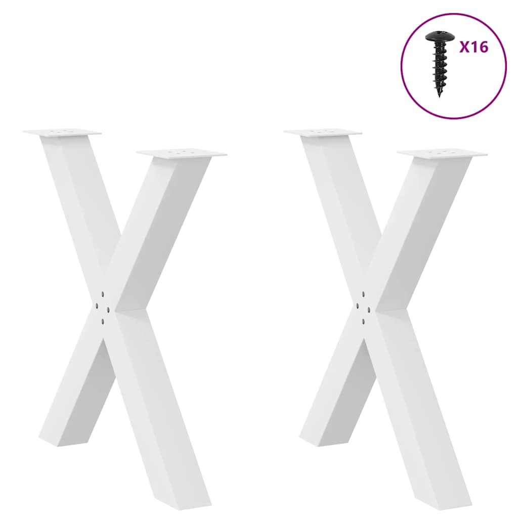 Dining table legs X shape 2 pcs white 70x(72-73) cm