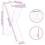 Dining table legs X shape 2 pcs white 70x(72-73) cm