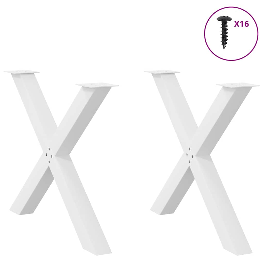 X-shaped dining table legs 2 pcs white 90x(72-73) cm