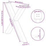 X-förmige Esstischbeine 3 Stück 90x(72-73) cm Stahl