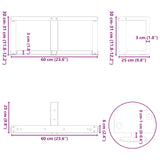 T-förmige Couchtischbeine 2 Stück Anthrazit 60x25x(30-31)cm