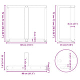 Pieds de table à manger forme de T 2 pcs noir 80x35x(72-73) cm