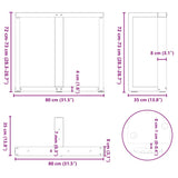 Pieds de table à manger forme de T 2 pcs noir 80x35x(72-73) cm