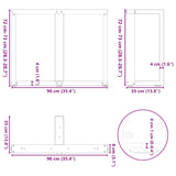 Esstischbeine T-Form 2 Stück schwarz 90x35x(72-73) cm