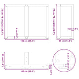 Esstischbeine T-Form 2 Stück schwarz 100x35x(72-73) cm