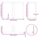 Pieds de table à manger forme de T 2 pcs 100x35x(72-73)cm acier