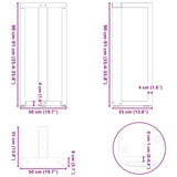 Bartischbeine T-Form 2 Stück schwarz 50x35x(91-92) cm