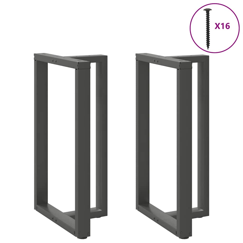 Pieds de table de bar forme de T 2 pcs anthracite acier