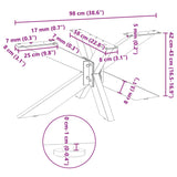 Spider-shaped dining table leg 98x58x(42-43) cm