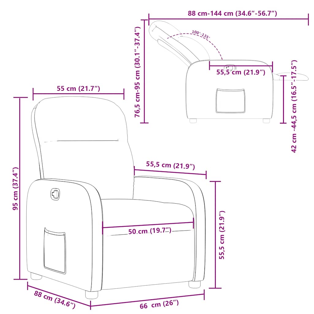 Fauteuil inclinable Gris foncé Tissu