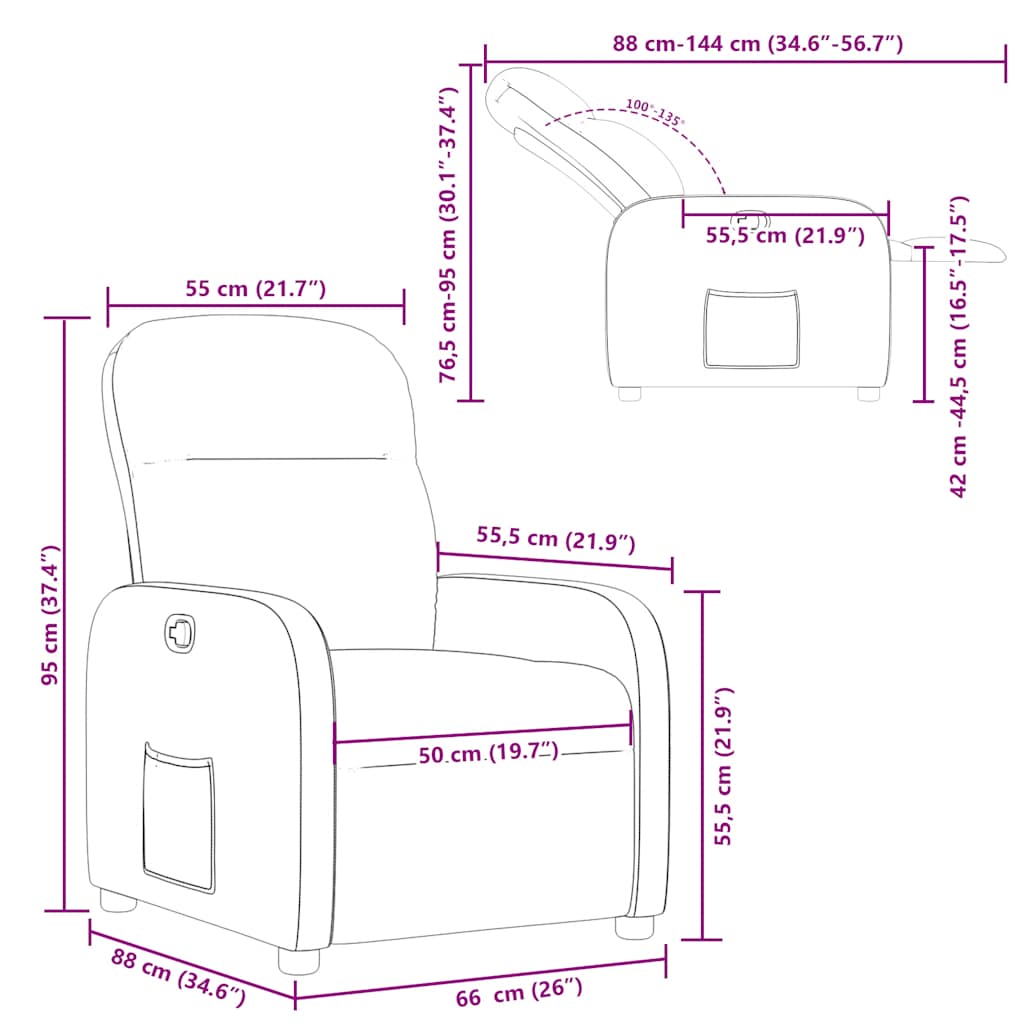 Fauteuil inclinable Taupe Tissu