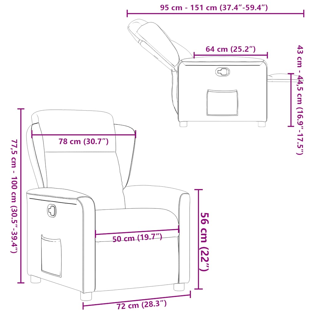 Fauteuil inclinable Gris foncé Tissu