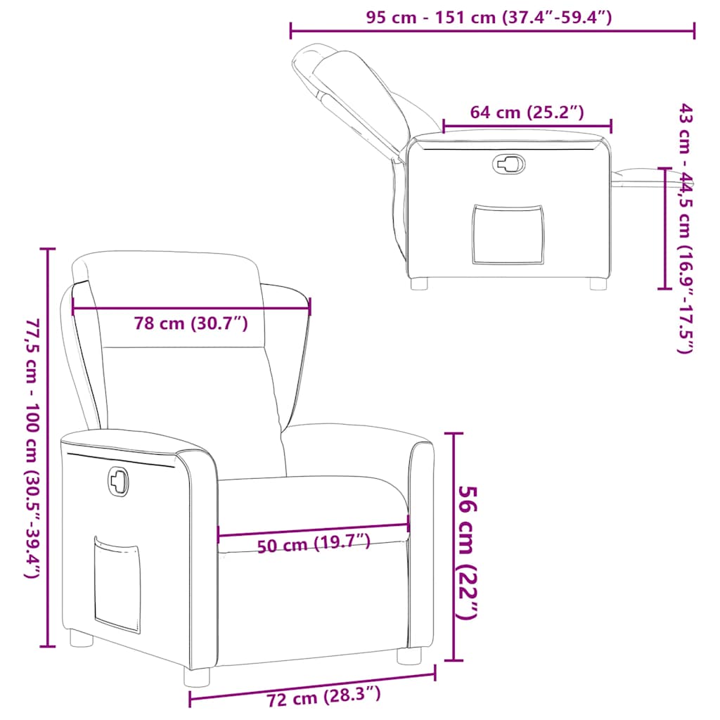 Fauteuil inclinable Taupe Tissu