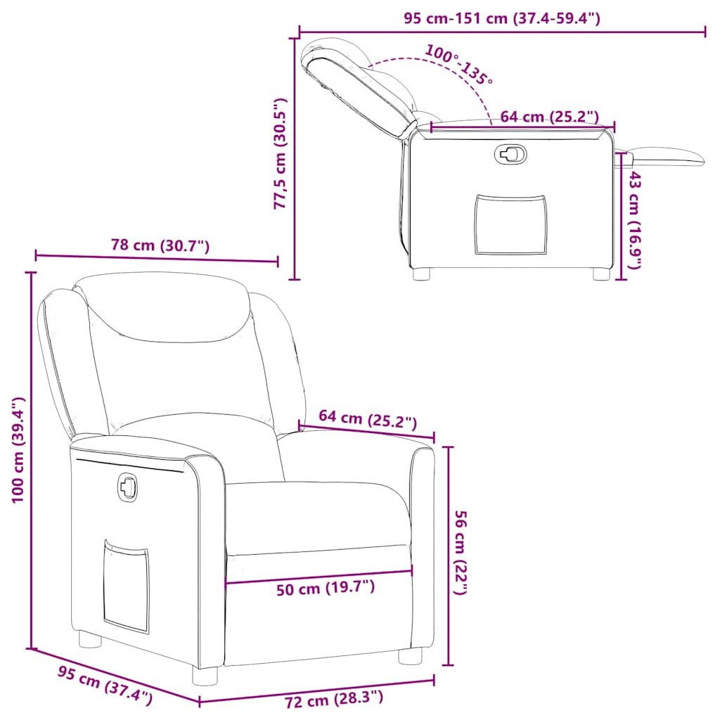 Fauteuil inclinable Vert foncé Tissu